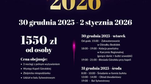 Pobyt Sylwestrowy | Ośrodek Wypoczynkowy Beskidek | Bal Sylwestrowy | 3 noclegi - Sylwester