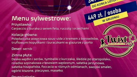 Sylwester 2025/2026 w Zabrzu | Restauracja Twist - Sylwester