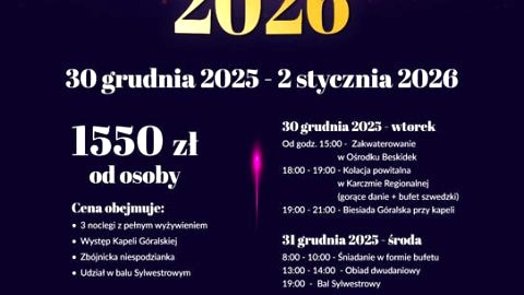 Pobyt Sylwestrowy | Ośrodek Wypoczynkowy Beskidek | Bal Sylwestrowy | 3 noclegi - Sylwester