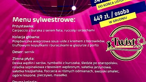 Sylwester 2025/2026 w Zabrzu | Restauracja Twist - Sylwester