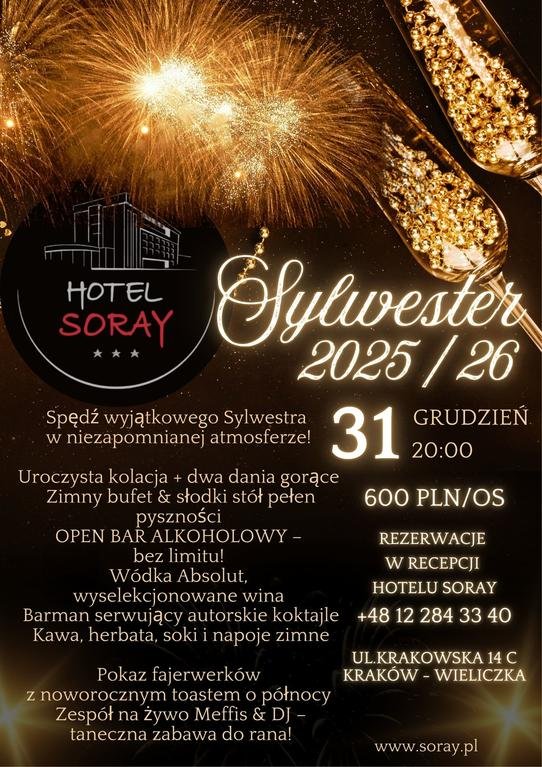 Bal Sylwestrowy  2024/25 w Hotelu SORAY 