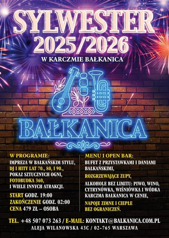 Sylwestrowa Noc Marzeń w Karczmie BALKANICA