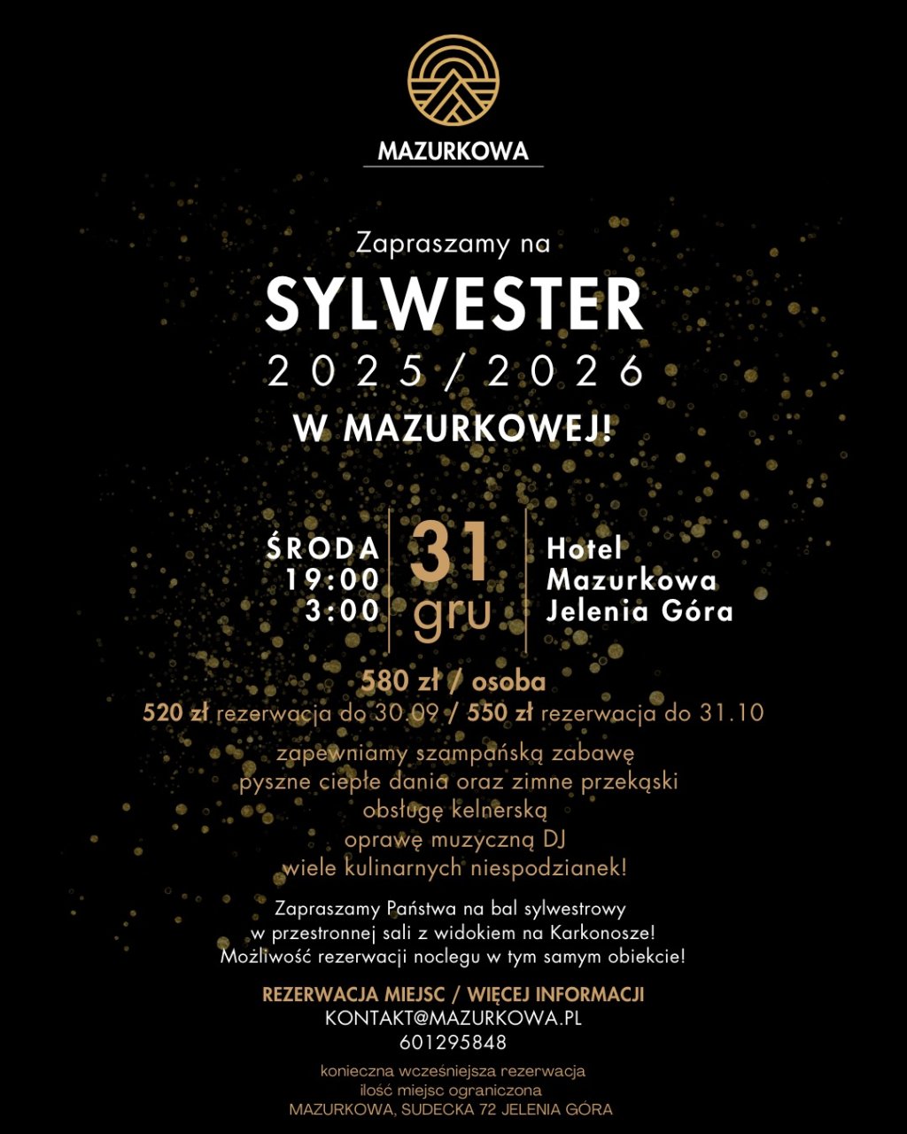 Sylwester 2025/2026 w Mazurkowej