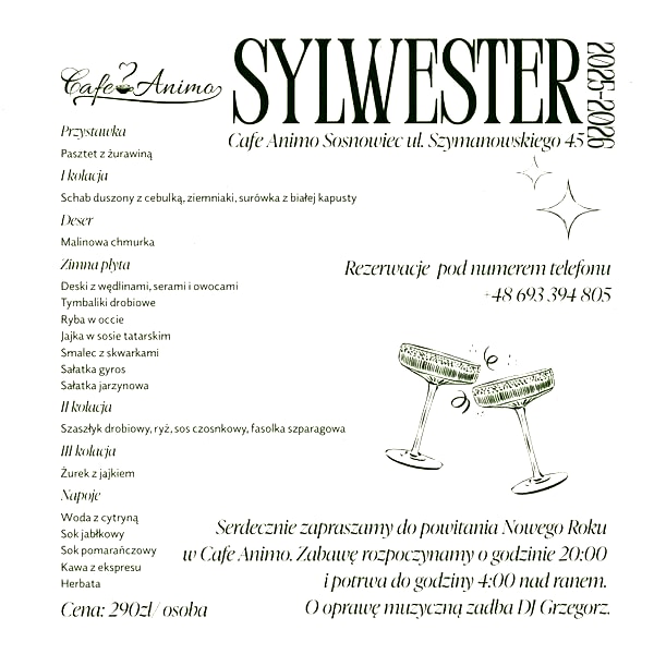 Sylwester w Cafe Animo